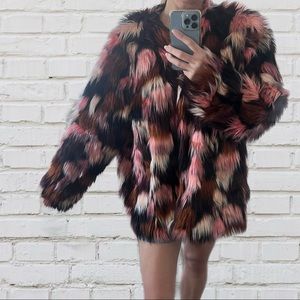 Pink faux fur coat NWT
